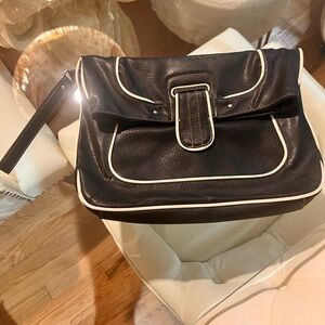 Black and White Clutch with Silver-Toned Clasp